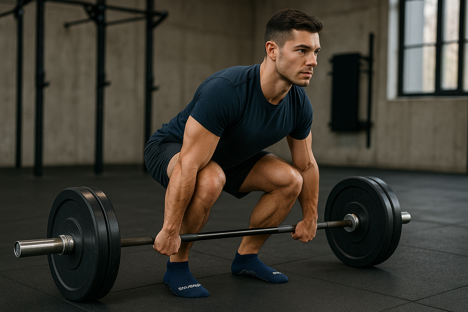 Athlete lifting in Snugrip Grip Socks